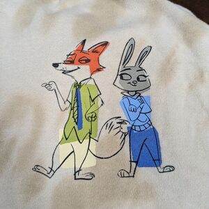 Kids Tie-Dye Hoodie with Zootopia Fox & Bunny Print - Cream/Tan 3X